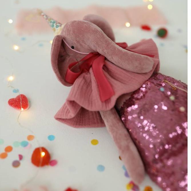 Слоник Pomponi Toys "Pink Valentine", розовый, 45 см